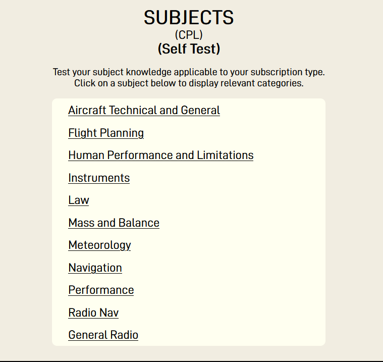 We give you full control over all your preparation questions. PPL, CPL, ATP, Integrated ATPL and Instrument Rating qualifications 